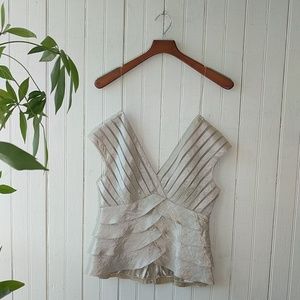 Adrianna Papell gold shimmer crepe top 10